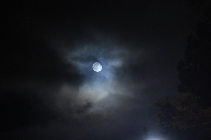 moon at night in clouds san francisco